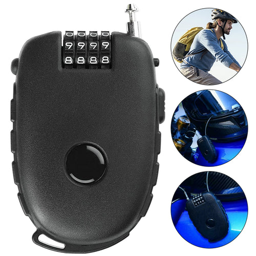 Motorcycle Helmet Lock Mini Password Lock Anti-Theft Lock Bike Motorcycle Helmet Cable Steel Retractable Combination Lock