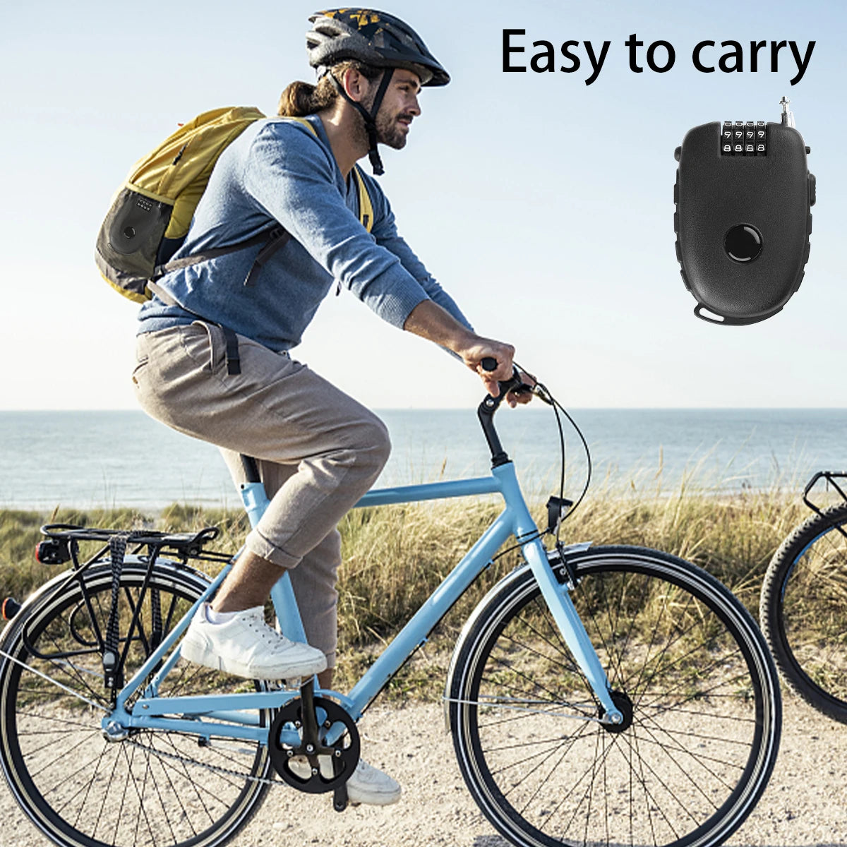 Motorcycle Helmet Lock Mini Password Lock Anti-Theft Lock Bike Motorcycle Helmet Cable Steel Retractable Combination Lock