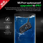 V6 PRO+ Motorcycle Bluetooth Helmet Headset Intercom 850Mah MOTO Communicator 800M Interphone for 6 Riders IP65 Waterproof