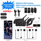 V6 PRO+ Motorcycle Bluetooth Helmet Headset Intercom 850Mah MOTO Communicator 800M Interphone for 6 Riders IP65 Waterproof