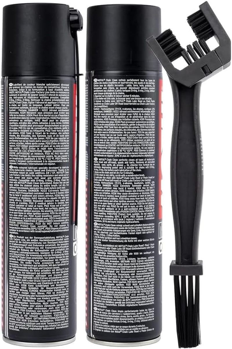 Kit Nettoyant Lubrifiant Pour Chaîne  C4 400 Ml + C1 400 Ml + Brosse De Nettoyage Pour Chaîne