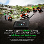 V6 PRO+ Motorcycle Bluetooth Helmet Headset Intercom 850Mah MOTO Communicator 800M Interphone for 6 Riders IP65 Waterproof