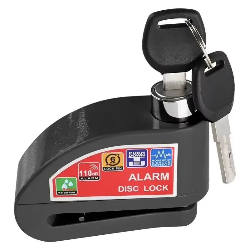Scooter Motorcycle Bicycle Alarm Lock Wheel Disc Brake Waterproof Anti-Theft Aluminum Alloy Safety Brake Lock Moto Aaccessories