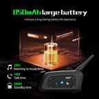 V6 PRO+ Motorcycle Bluetooth Helmet Headset Intercom 850Mah MOTO Communicator 800M Interphone for 6 Riders IP65 Waterproof