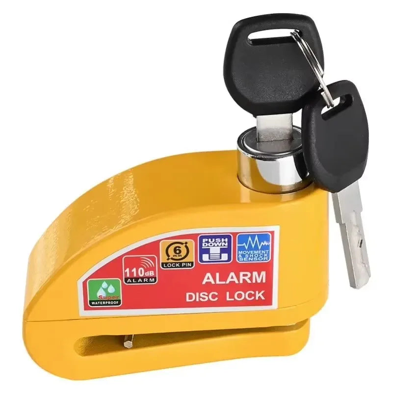 Scooter Motorcycle Bicycle Alarm Lock Wheel Disc Brake Waterproof Anti-Theft Aluminum Alloy Safety Brake Lock Moto Aaccessories