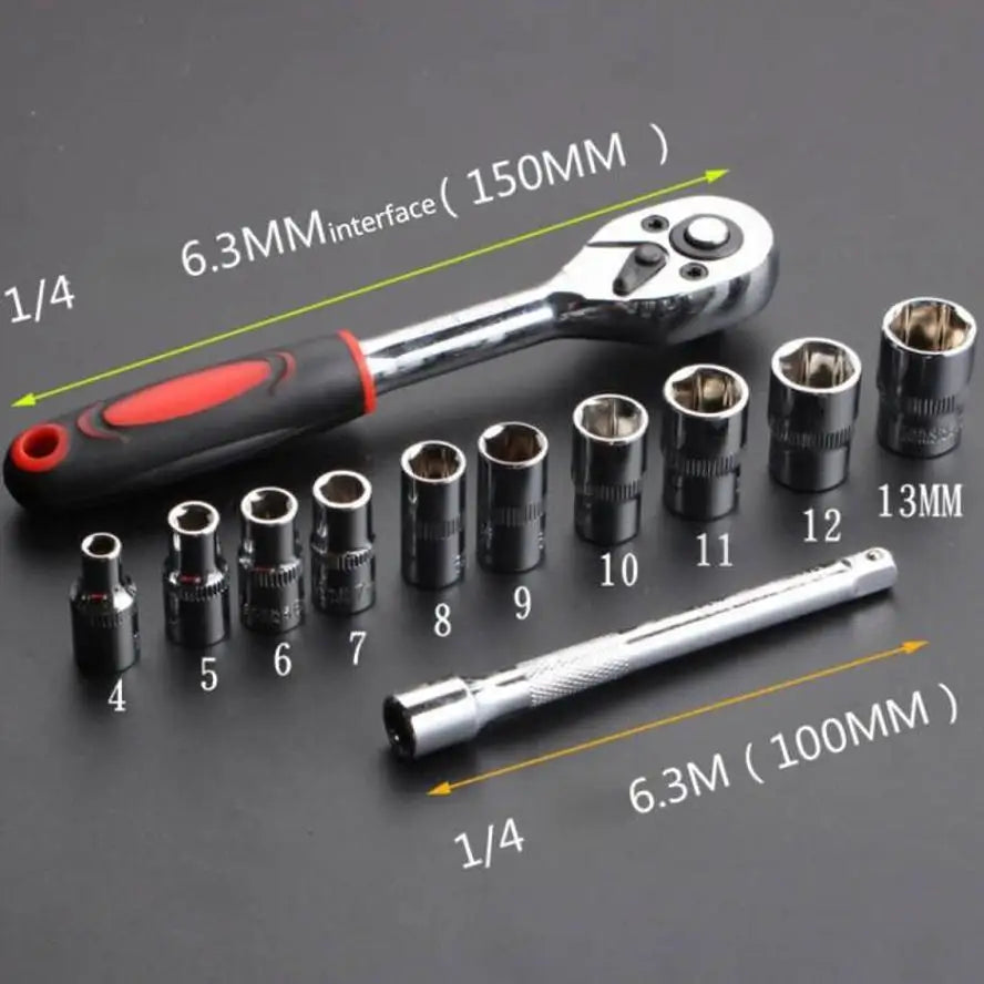 1/4 Small Fly 12-Piece Combo Automotive Repair Tools 1/2 Large Fly 12-Piece Ratchet Quick Drive Socket Wrench Set