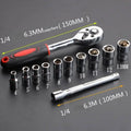 1/4 Small Fly 12-Piece Combo Automotive Repair Tools 1/2 Large Fly 12-Piece Ratchet Quick Drive Socket Wrench Set