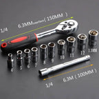 1/4 Small Fly 12-Piece Combo Automotive Repair Tools 1/2 Large Fly 12-Piece Ratchet Quick Drive Socket Wrench Set