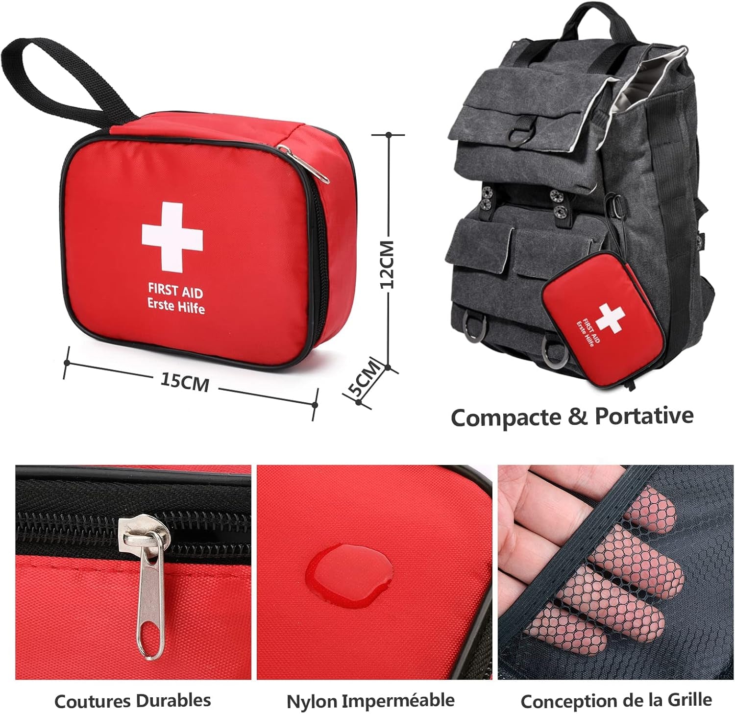 Mini Trousse Premier Secours 90 Pièces, Petite Trousse À Pharmacie, Kit Premier Secours Pour Voiture Maison Lieu De Travail Voyage Camping Randonnée Et Sports En Plein Air