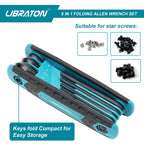 8 in 1 Folding Allen Wrench Set Metric Allen Key Set Tool or Folding Tamper Proof Torx Key Set Portable Star Wrench Kit