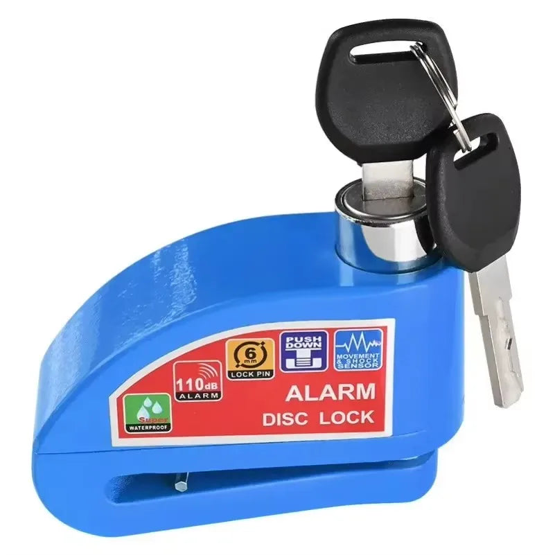 Scooter Motorcycle Bicycle Alarm Lock Wheel Disc Brake Waterproof Anti-Theft Aluminum Alloy Safety Brake Lock Moto Aaccessories