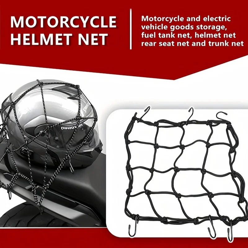 1 Motorcycle Luggage Rack, Helmet Net Pocket, Portable Storage, Car Luggage Net, Universal Shelf, Rope Net, Helmet Net, Bicycle